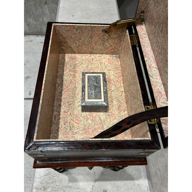 Leather Wrapped Accent Table Jewelry Box in Faux Bamboo From Lineage Home Furnishings Philippines For Sale - Image 9 of 12