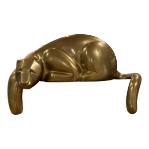 Large Dolbi Cashier Brass Reclining Panther Sculpture – Signed