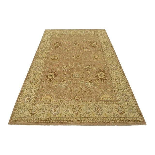 Ziegler Rug 9′ X 12’5” Brown Wool Traditional Hand-Knotted Oriental Carpet For Sale