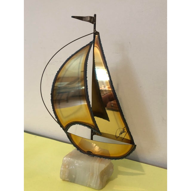 Vintage Signed Sailboat Sculpture For Sale In South Bend - Image 6 of 6
