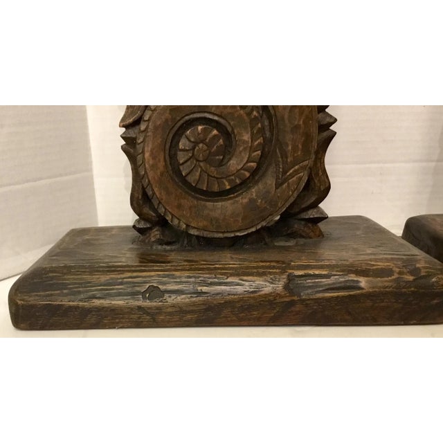 Contemporary Pierce Martin Vintage Organic Modern Architectural Carved Wood Table Lamps - a Pair For Sale - Image 3 of 7