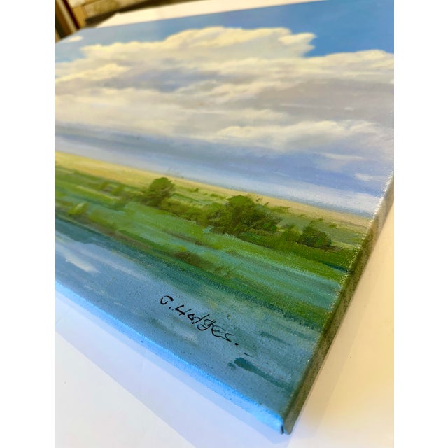 Summer Sky Over the Marsh Original Oil Painting by G. Hodges For Sale - Image 4 of 6