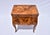An Italian Mid-Century bomb'e chest or side / end table with Oyster Burl veneer, pull out shelf and two drawers, original...