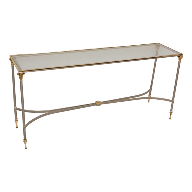Italian Two-Tone Steel and Brass Console by Maison Jansen For Sale