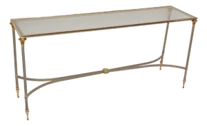 Italian Two-Tone Steel and Brass Console by Maison Jansen
