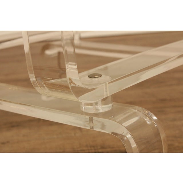 Mid Century Modern Lucite Base Glass Top Coffee Table For Sale - Image 12 of 13
