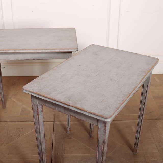 Cream Swedish Side Tables, 1890s, Set of 2 For Sale - Image 8 of 9