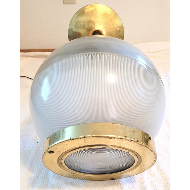 Mid 20th Century Vintage French Industrial Holophane Globe Pendant For Sale - Image 5 of 11