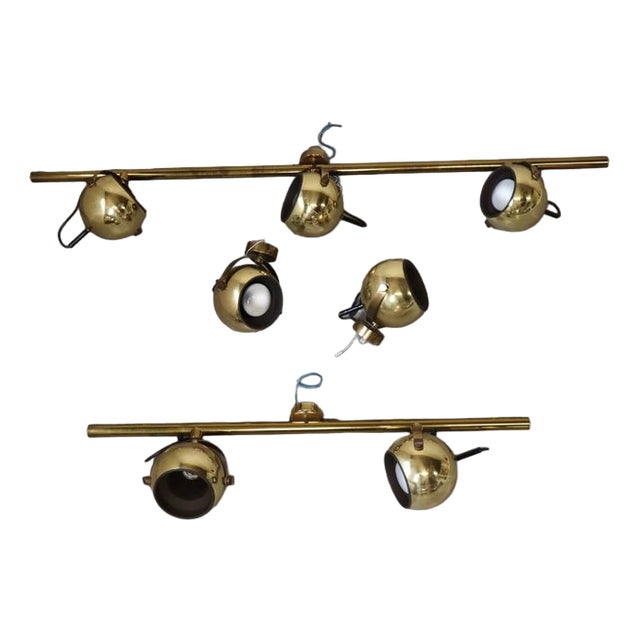 Vintage Brass Ceiling or Wall Lamps from Sische Leuchten, Germany, 1960s, Set of 4 For Sale