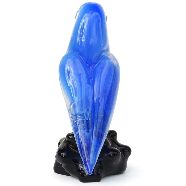 Murano Seguso Vetri d'Arte Murano Vintage Blue Opalescent Italian Art Glass Bird Figure Paperweight For Sale - Image 4 of 6