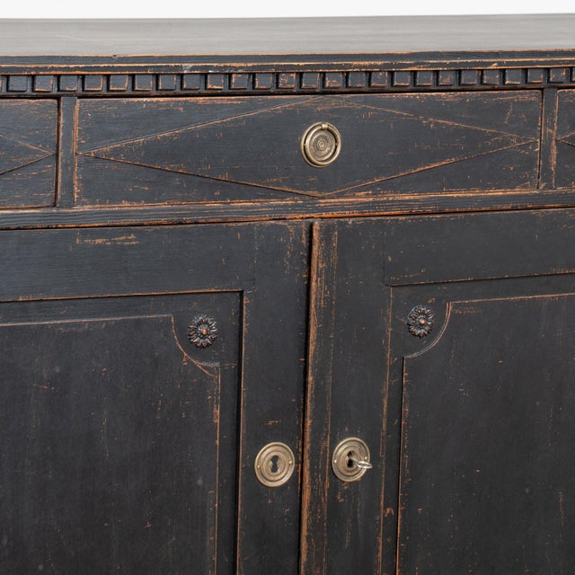 Black Late 19th Century Swedish Black Gustavian Sideboard Buffet For Sale - Image 8 of 13