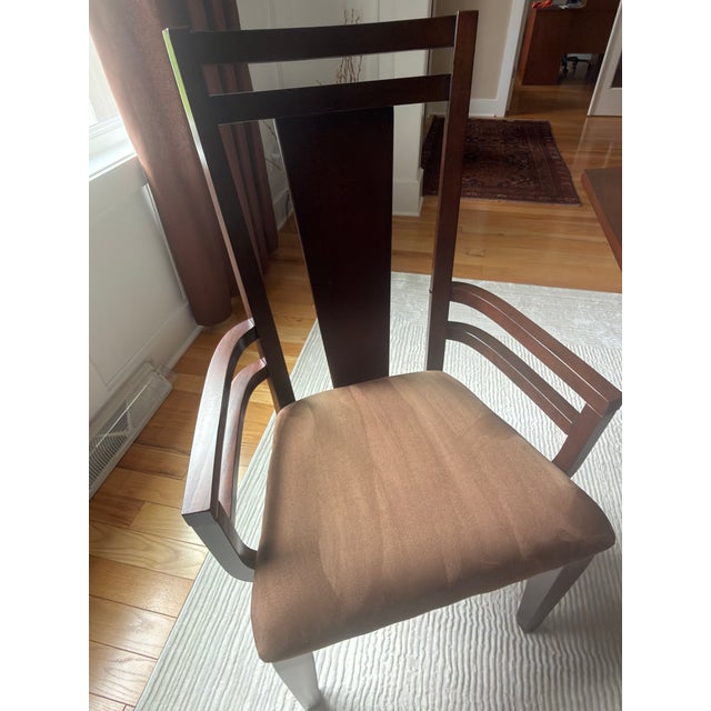 Contemporary Broyhill Northern Lights Dark Walnut Dining Set-Extending Table With Leaf & 6 Chairs For Sale - Image 3 of 7