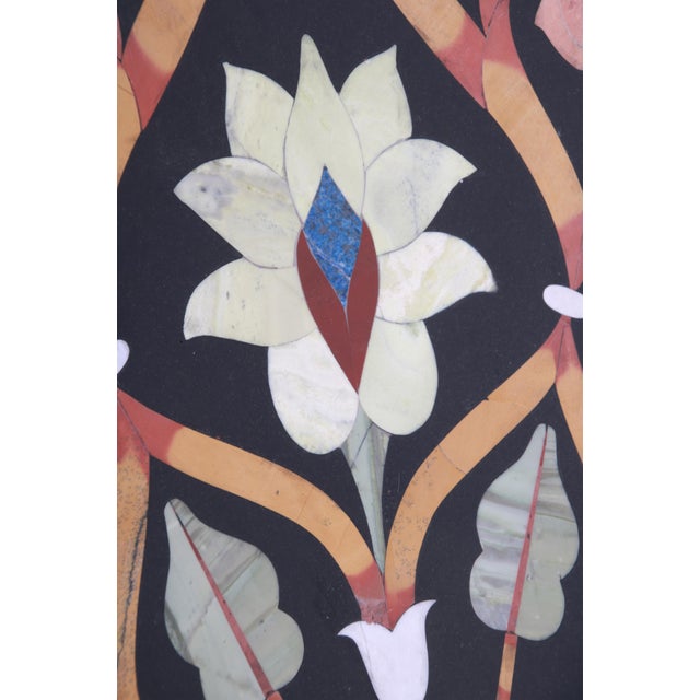 Black Antique Large Octagonal Italian Pietra Dura Floral Mosaic Inlay Table For Sale - Image 8 of 11