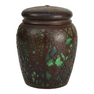 Antique Tiffany Studios Reticulated Foliate Sterling Silver Overlay C1900 For Sale