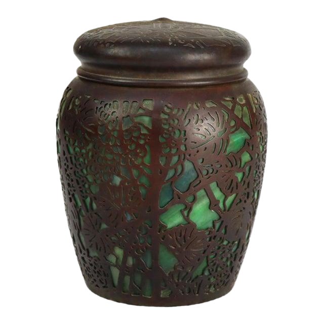 Antique Tiffany Studios Reticulated Foliate Sterling Silver Overlay C1900 For Sale