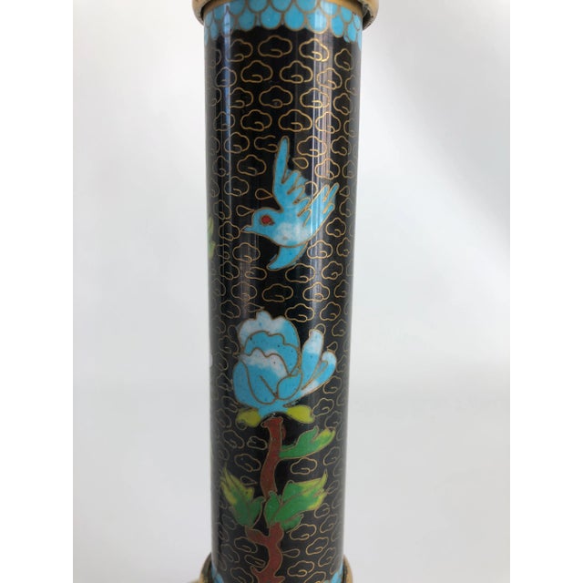 Black Vintage Cloisonné Table Lamp For Sale - Image 8 of 9