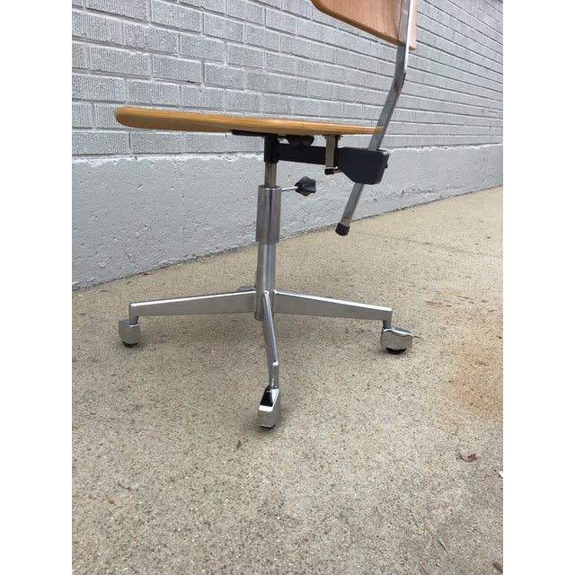 Chestnut Labofa Office Chair by J. Rasmussen, Molded Plywood & Chrome, 1955 For Sale - Image 8 of 12