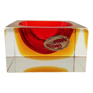 Handcrafted Square Ashtray or Catch-All in Murano Glass by Flavio Poli for Seguso, 1960s For Sale