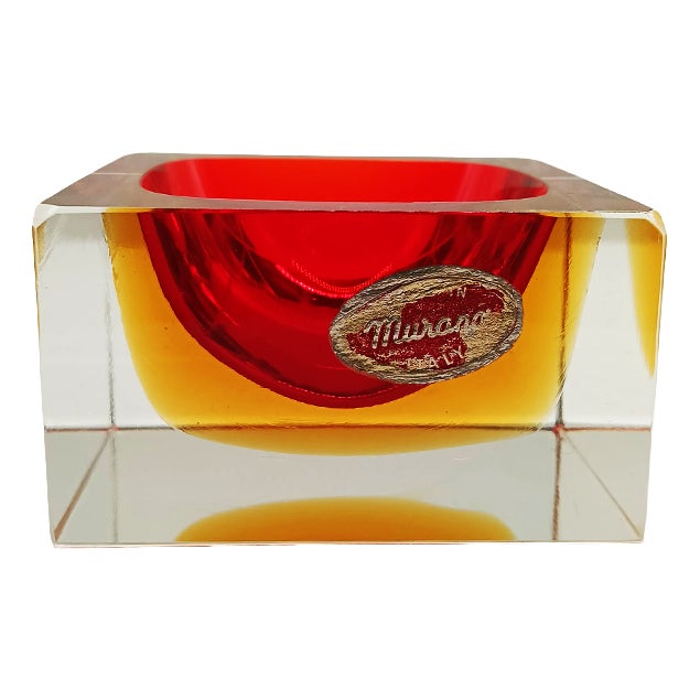 Handcrafted Square Ashtray or Catch-All in Murano Glass by Flavio Poli for Seguso, 1960s For Sale
