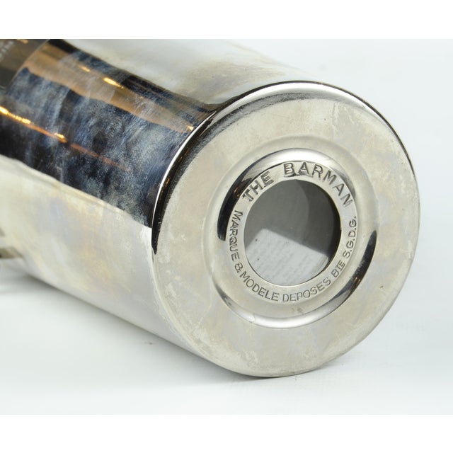 Metal 1930s Art Déco Silverplated Brass Cocktail Shaker "The Barman" by Ghiso - a Pair For Sale - Image 7 of 10