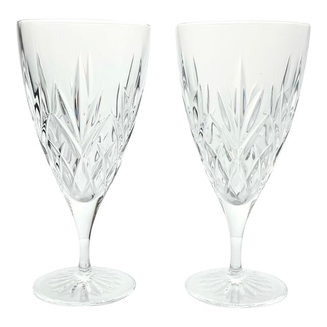 Princess House “Royal Highlights” Pair of Crystal Iced Tea Glasses For Sale