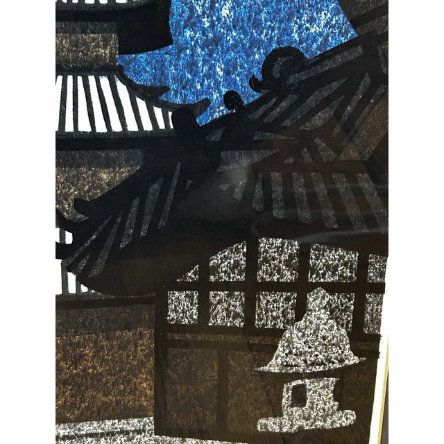 Mid 20th Century Pair of Kiyoshi Saito Mid-Century Japanese Woodblock Prints - Plowing the Field & Pagoda, Framed For Sale - Image 5 of 14
