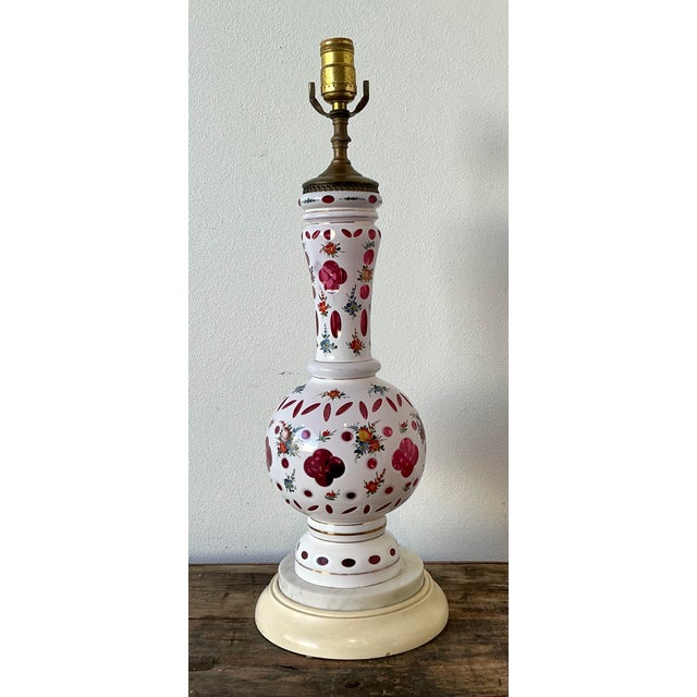 Vintage Cut Colored Glass Table Lamp For Sale In West Palm - Image 6 of 12