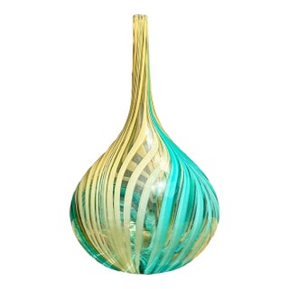 Vintage Glass Swirl Vase After Murano For Sale