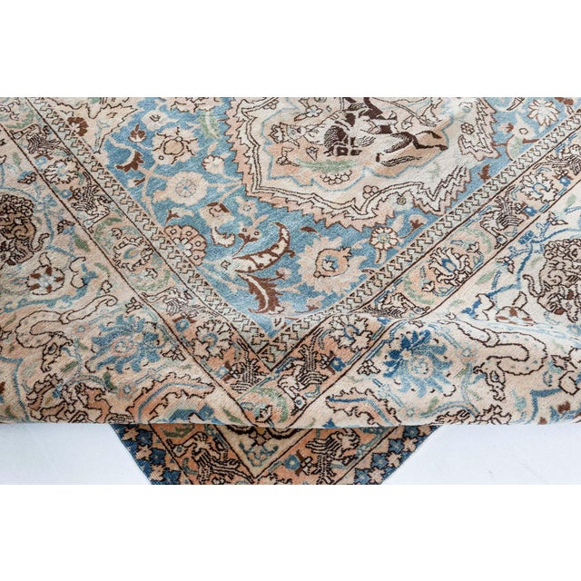 Antique Persian Tabriz Botanic Blue Handwoven Wool Rug For Sale In New York - Image 6 of 8
