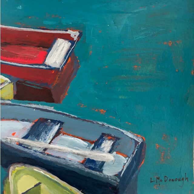 2020s “Five Paddle Boats” Original Acrylic Painting by Linda McDonough For Sale - Image 5 of 10