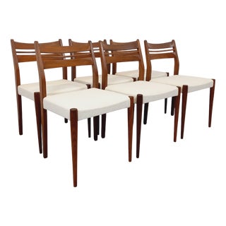 Vintage Scandinavian Dining Chairs in Teak and French Terry Fabric, 1960s, Set of 6 For Sale