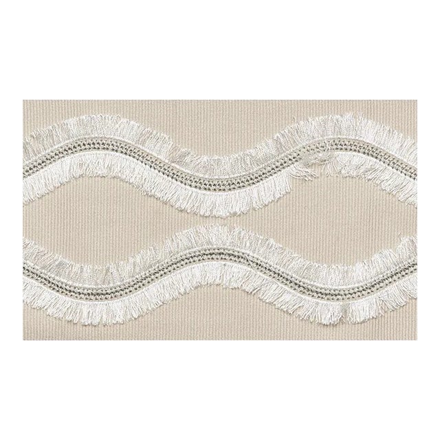 Sample - Schumacher Ogee Embroidered Tape in Neutral For Sale
