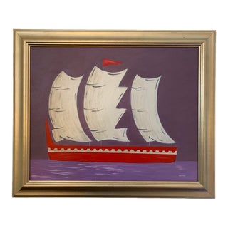 Contemporary Impressionist Style Seascape Painting on Canvas, Framed For Sale