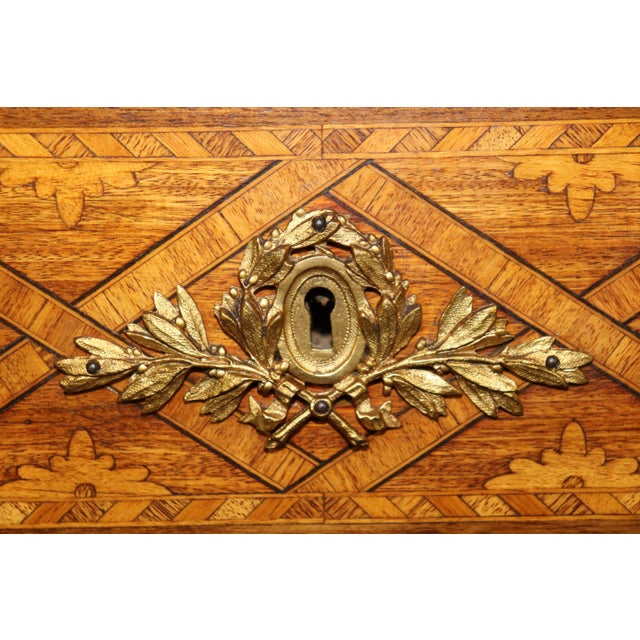 Fine French Louis XVI Marquetry Tulipwood and Kingwood End Table With Bronze For Sale - Image 12 of 12