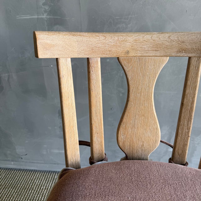 Durrell White Oak Dining Chair With Linen Seat Cushion in Natural Finish For Sale In Los Angeles - Image 6 of 13