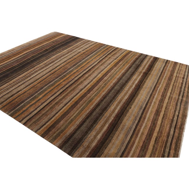 Rug & Kilim Rug & Kilim’s Textural Rug in Peach Tones and Striae For Sale - Image 4 of 7