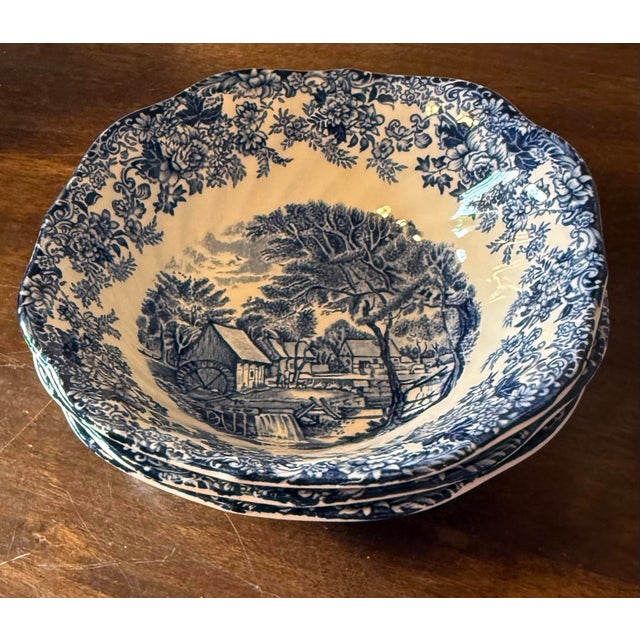 Blue Mid 20th Century Mill Stream Bowls by Johnson Brothers - 3pcs For Sale - Image 8 of 12