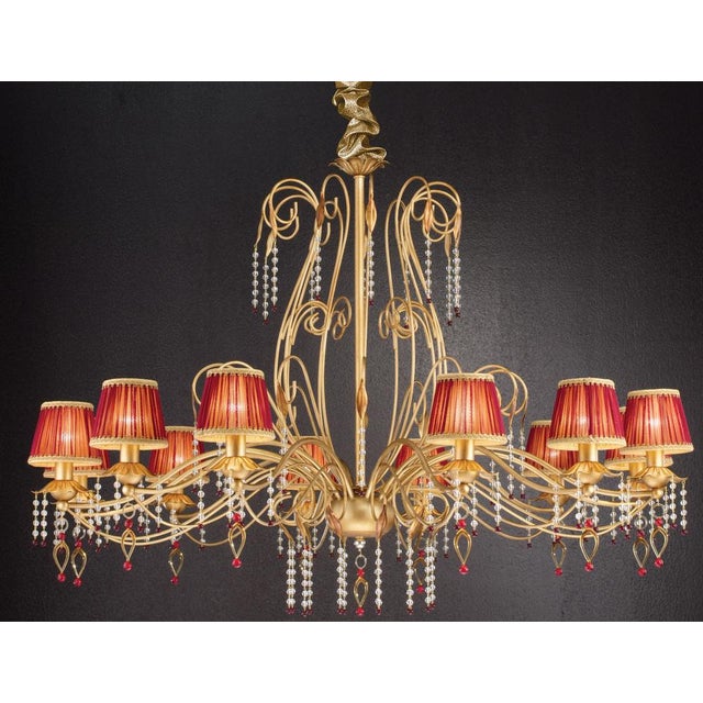 Gold Fenice Gold 8 Lights Chandelier in Montecarlo Gold and Cut Glass by Aggiolight For Sale - Image 8 of 10