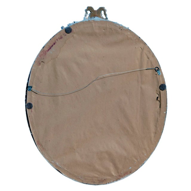 Early 20th Century Early 20th Century Hand Carved & Hand-Cut Large Oval Lilac Bevelled Mirror For Sale - Image 5 of 6