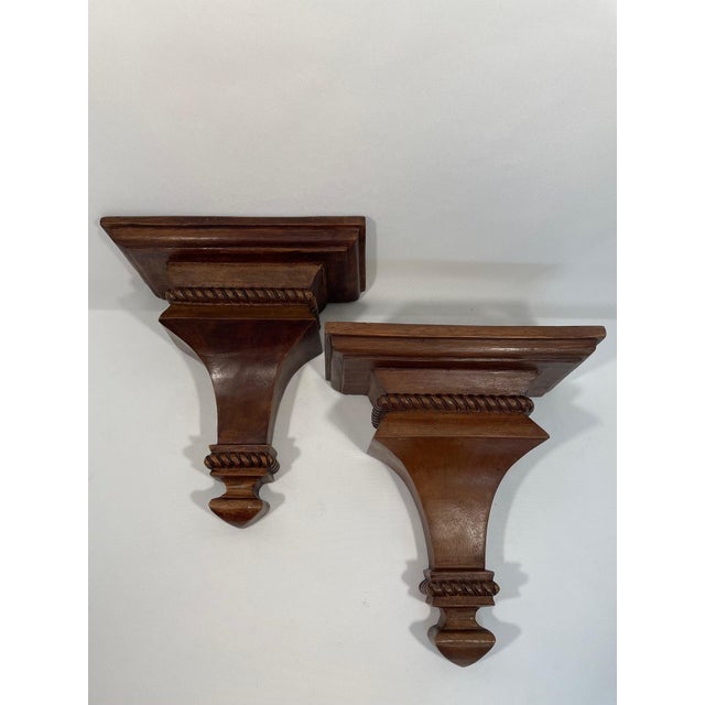 French Mid 20th Century Neoclassical Style Wood Corbels Wall Shelf Brackets - A Pair For Sale - Image 3 of 18