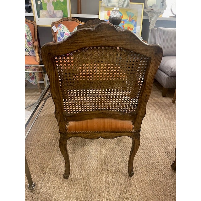 Pair of Velvet Upholstered French Cane Back Armchairs For Sale - Image 10 of 10