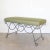 French Iron Double Loop Bench, Green Linen For Sale - Image 3 of 8