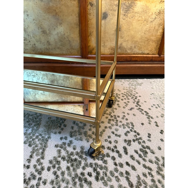 Brass Bar Cart With Mirrored Shelves For Sale - Image 9 of 12