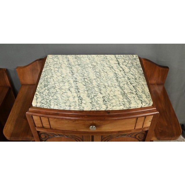 Art Deco Walnut Bedside Tables, 1920s, Set of 2 For Sale - Image 6 of 18