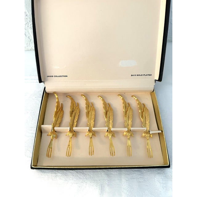 Hollywood Regency Mid 19th Century 24k Gold Plated Appetizer Forks & Spreaders, S/12 For Sale - Image 3 of 6