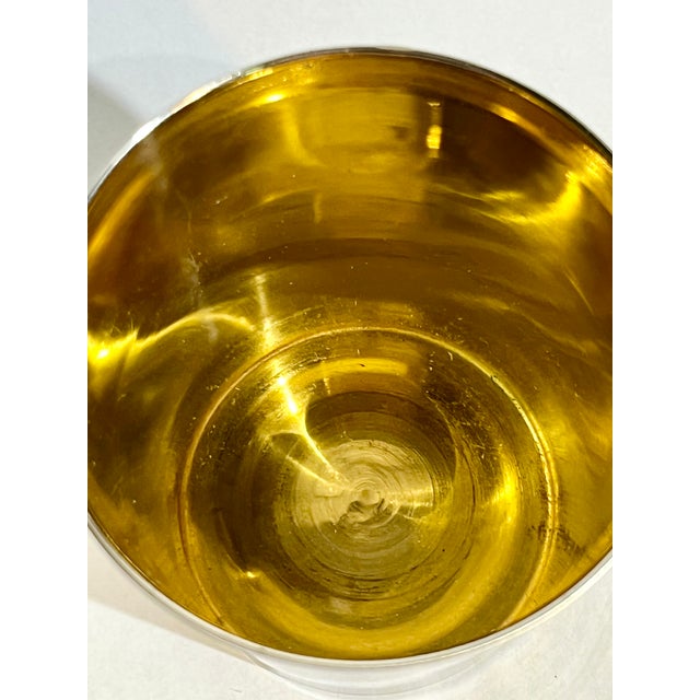 Pair Vintage Art Deco English Silver Plate Tumbler Cups With Gilded Interiors For Sale - Image 13 of 16