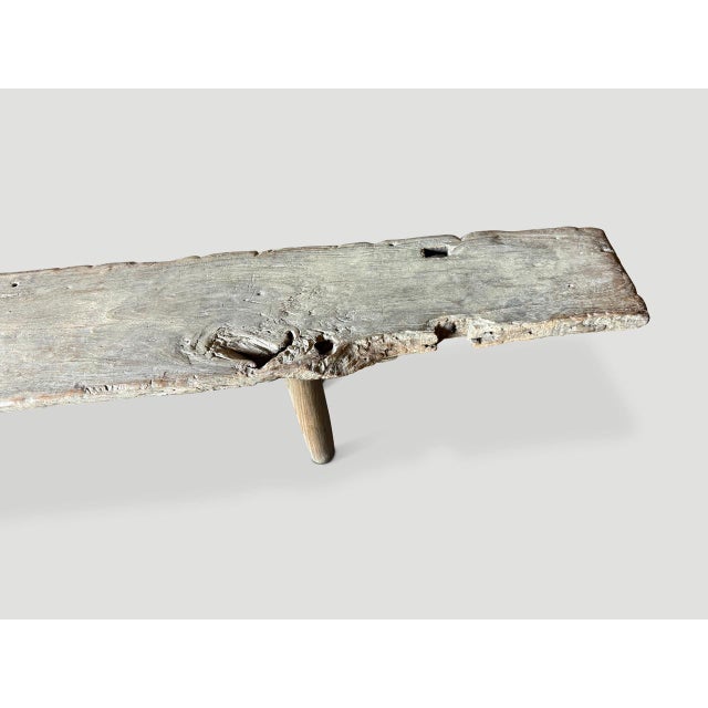 Contemporary Andrianna Shamaris Impressive Wabi Sabi Long Teak Wood Bench For Sale - Image 3 of 18