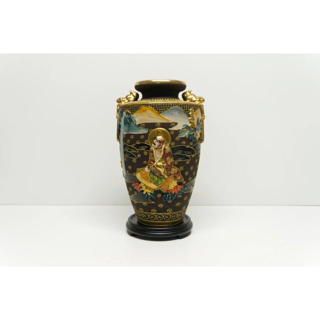 Japanese Japanese High Relief Satsuma Vase For Sale - Image 3 of 9