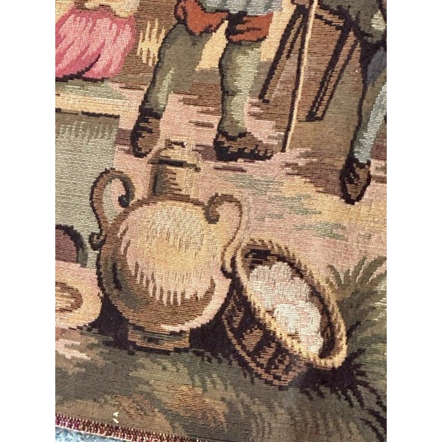 Antique French Aubusson Jacquard Tapestry Village, 1970s For Sale - Image 16 of 18
