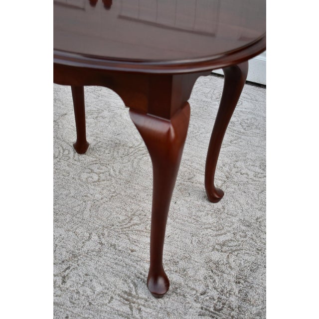 Brown Vintage Ethan Allen Quenn Anne Style Oval Cherry Side Table For Sale - Image 8 of 11